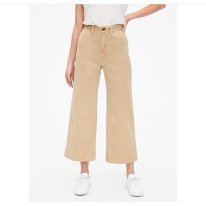 Gap High Rise Wide Leg Cropped Chino in Khaki